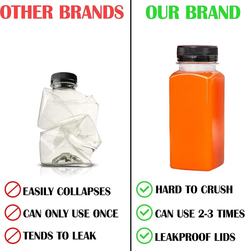 HYFY [24 PCS] 250ml Plastic Juice Bottles 8.4 oz Clear Plastic Bottles With Caps Milk Bottle Water Bottles For Kids Empty Bottle Zamzam Water Gym Water Bottle Reusable Plastic Juice Bottle Leak Proof - Image 4