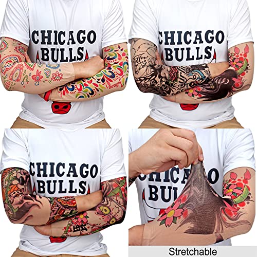YARIEW Tattoo Sleeves for Men, 6Pcs Arm Sleeves Fake Tattoos Sleeves to Cover Arms Sun Protection Sleeves Tattoo Sleeve Covers Temporary Tattoo Sleeves for Men and Women (Set 4) - Image 2