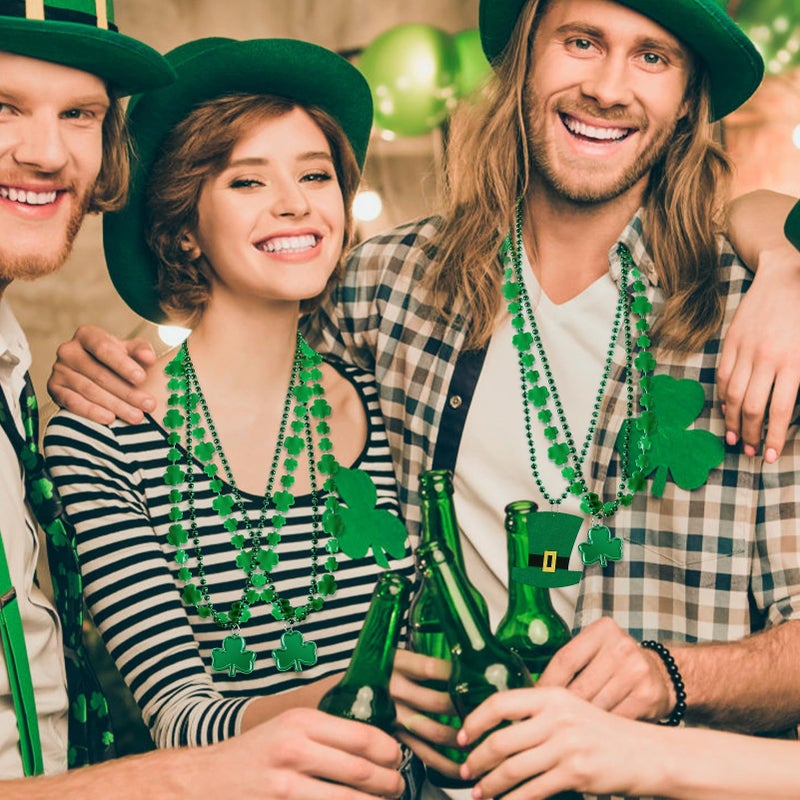HOOSUN 15 Pack St Patricks Day Beads Necklaces Bulk,St Patricks Day Decorations Accessories for Party Favors,St Patrick's Day Necklaces Party Supplies,Saint Patricks Day Green Beads Shamrock Necklace - Image 2
