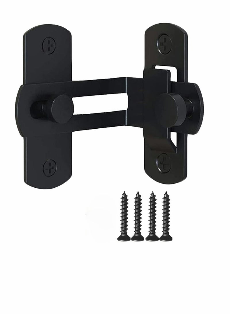 Excefore Barn Door Lock with 90 Degree Stainless Steel Right Angle Buckle Gate Latch for Sliding Door Black(2 Pack) - Image 4