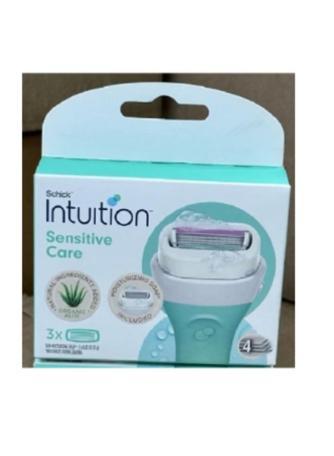 Schick Intuition Sensitive Aloe Vera Advanced Moisturizing Razor Refill Cartridges, Pack of 3