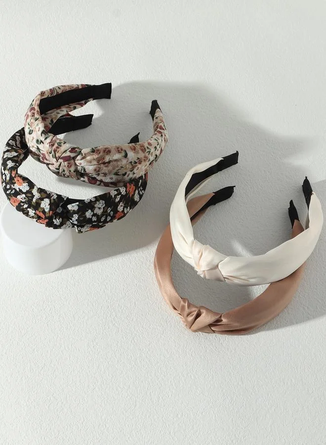 Take Two Take Two Set of 4 - Printed Knot Detail Headband