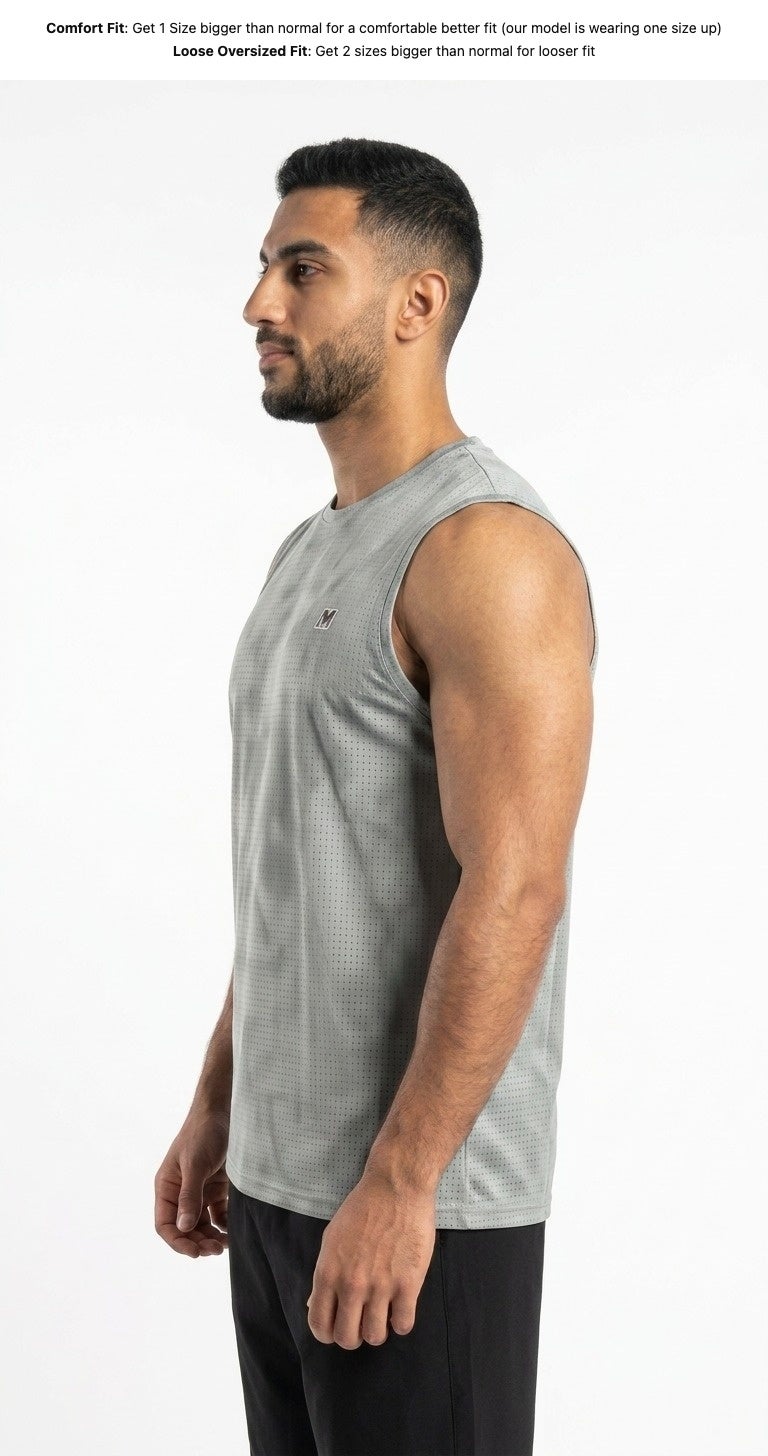 Moveletix Men's Training Tank Top Light Grey Ultra Cooling - Image 3
