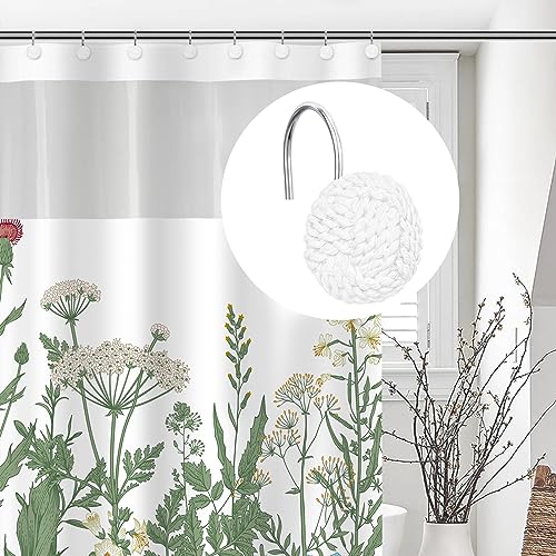 Sunlit Boho Knots Shower Curtain Hooks, Home Decorative White Shower Curtain Rings for Bathroom, Seaside Nautical Shower Curtain Hangers Bathroom Accessories, Set of 12 - Image 5
