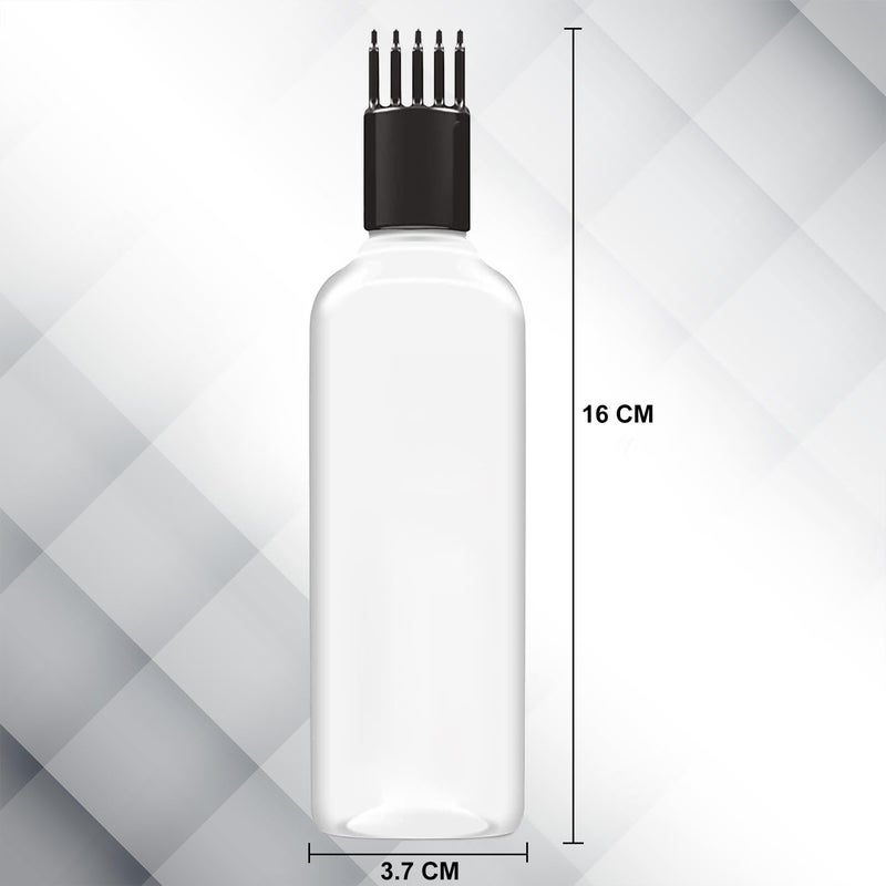 JOYUS Hair Root Comb Applicator Bottle For Applying Hair Oil Shampoo and Medicine, Oil Applicator Bottle For Scalp, 100ml Applicator Hair Root Bottle, Transparent Bottle, Black Comb, Pack of 6 - Image 2