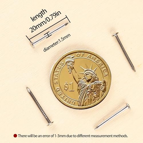 newlng 500pcs Small Nail Round Head Tiny Nails String Art Nails Hand-Made Hardware Accessories Fasteners Mini Nail 1.5mm X 20mm/0.06"X0.8"(DXL) Silver - Image 2
