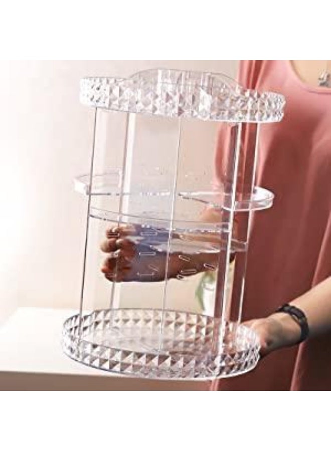 360° Rotating Multi-Layer Cosmetic Organizer, Large Capacity Adjustable Makeup Storage Case, Fits Jewelry, Makeup Brushes, and Lipsticks - Clear Acrylic - Image 3