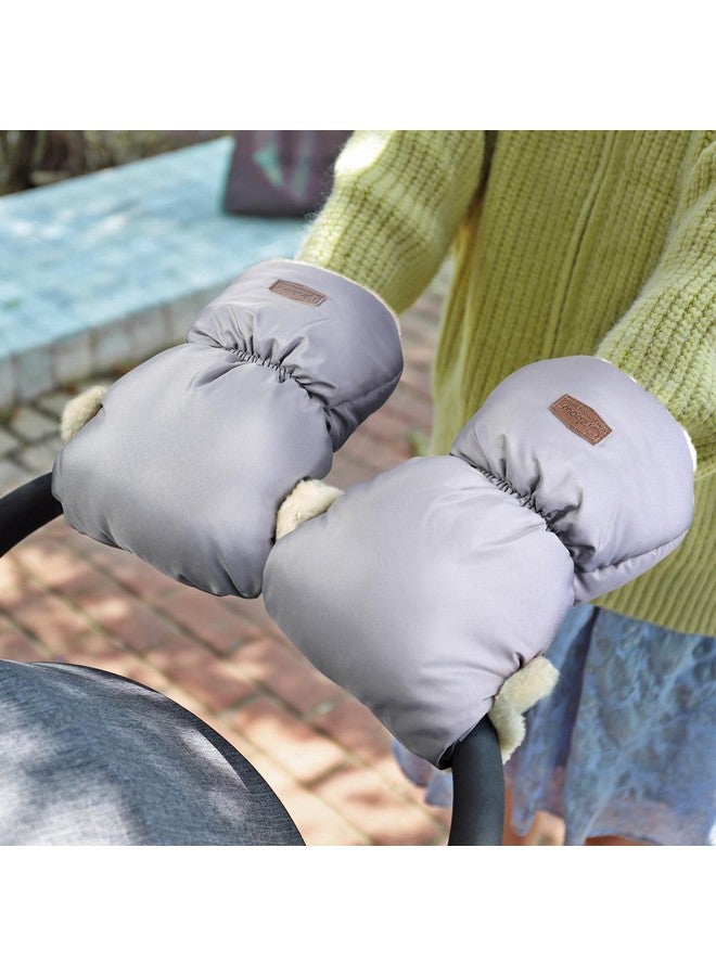 Orzbow Orzbow Faux Sheepskin Stroller Gloves, Universal Winter Anti-Freeze Mittens for Stroller Handlebars, Waterproof Warm Extra Thick HandMuff for Cold Weather, Winter Stroller Accessories, Light Grey - Image 4