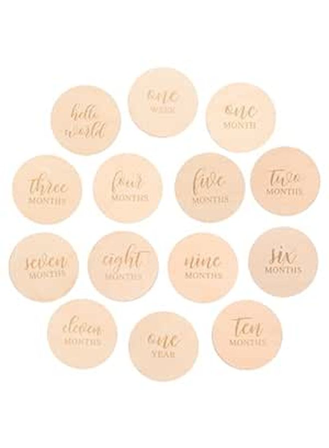 14 Pieces Wooden Milestone Discs Photography Props Safe Odorless Skin Friendly For Celebration - Image 1