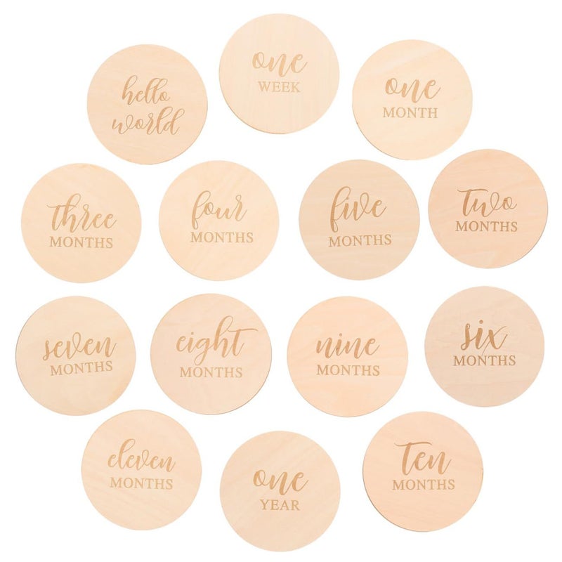 14 Pieces Wooden Milestone Discs Photography Props Safe Odorless Skin Friendly For Celebration - Image 2