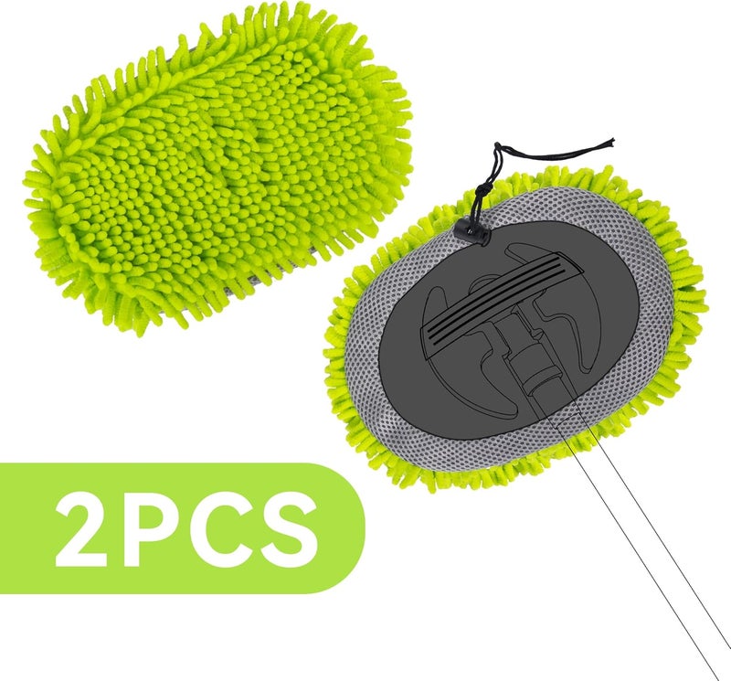 Bemece 2 Pieces Chenille Mop Heads for Car Cleaning - Microfibre Mittens, Scratch Free, Strong Absorbent, Green - Image 2