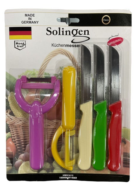 Solingen Knife and Peeler 5Pcs Solid Color