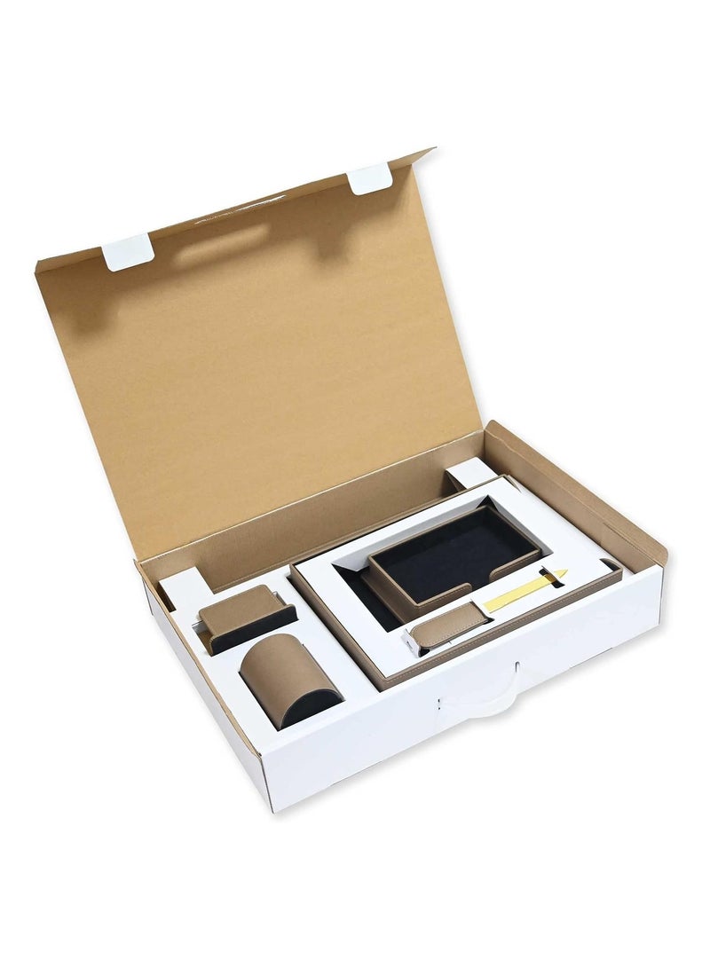 FIS طقم مكتب تنفيذي FIS مكون من 6 قطع، بولي يوريثان إيطالي، بني فاتح - FSDS181LBR - Image 3