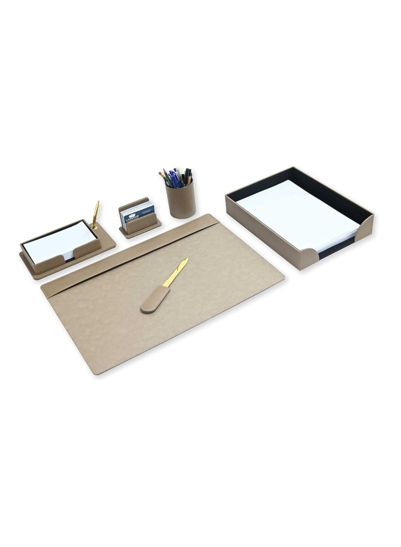 FIS طقم مكتب تنفيذي FIS مكون من 6 قطع، بولي يوريثان إيطالي، بني فاتح - FSDS181LBR - Image 2