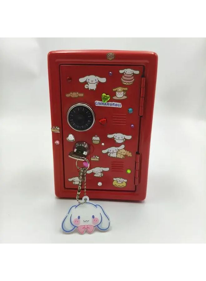 Sanrio Cinnamoroll Red Metal Lockable Money Bank Safe With Stickers Gift Cards - Image 1