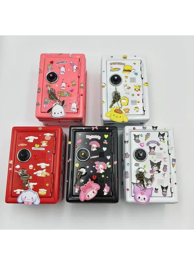 Sanrio Cinnamoroll Red Metal Lockable Money Bank Safe With Stickers Gift Cards - Image 4
