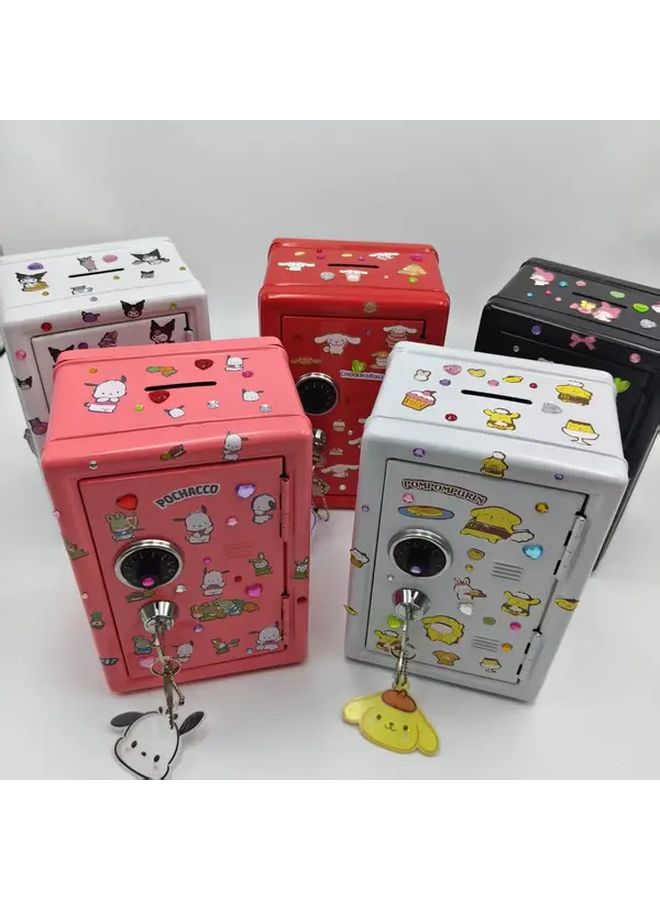 Sanrio Cinnamoroll Red Metal Lockable Money Bank Safe With Stickers Gift Cards - Image 2