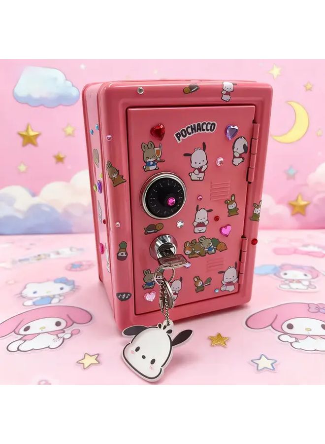 Sanrio Cinnamoroll Red Metal Lockable Money Bank Safe With Stickers Gift Cards - Image 3