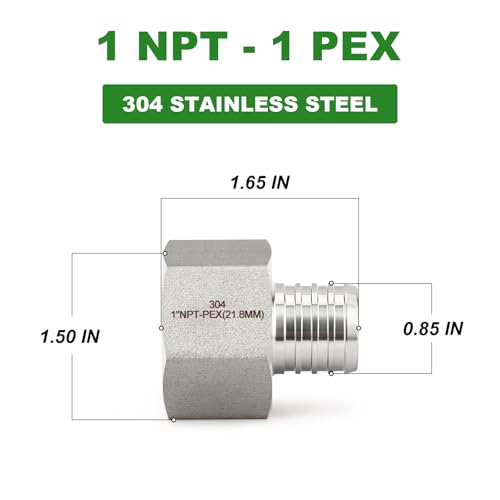 TAISHER 5PCS 304 Stainless Steel Pex Fittings1 Pex x 1 NPT Female1 Pex Fitting With 5PCS Hose Clamp For Pex Tubing Pipe - Image 3