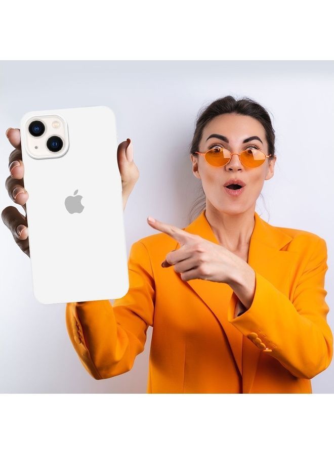 NIBEMINENT Silicone Case Cover Liquid Gel Soft Ultra Slim Shockproof Back Full Body Protection For Apple iPhone 14 Plus 6.7 inch White - Image 4