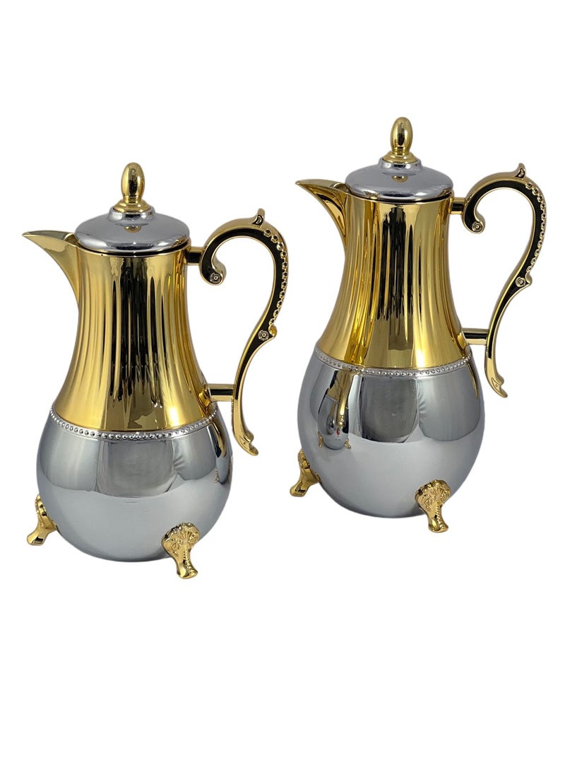 Home Maker Flask 0.75L/1L 2-Piece Set - Stainless Steel Silver/Gold  - Image 1