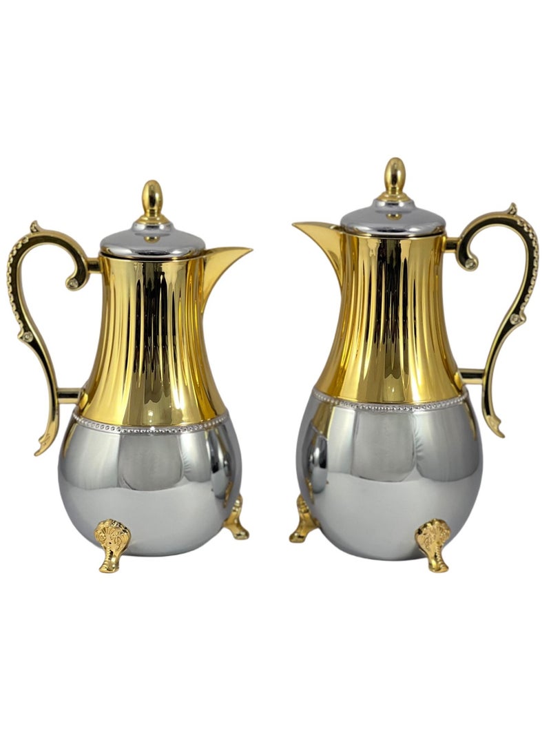 Home Maker Flask 0.75L/1L 2-Piece Set - Stainless Steel Silver/Gold  - Image 2