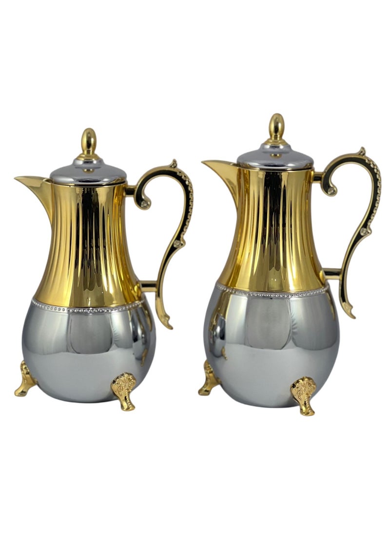 Home Maker Flask 0.75L/1L 2-Piece Set - Stainless Steel Silver/Gold  - Image 3
