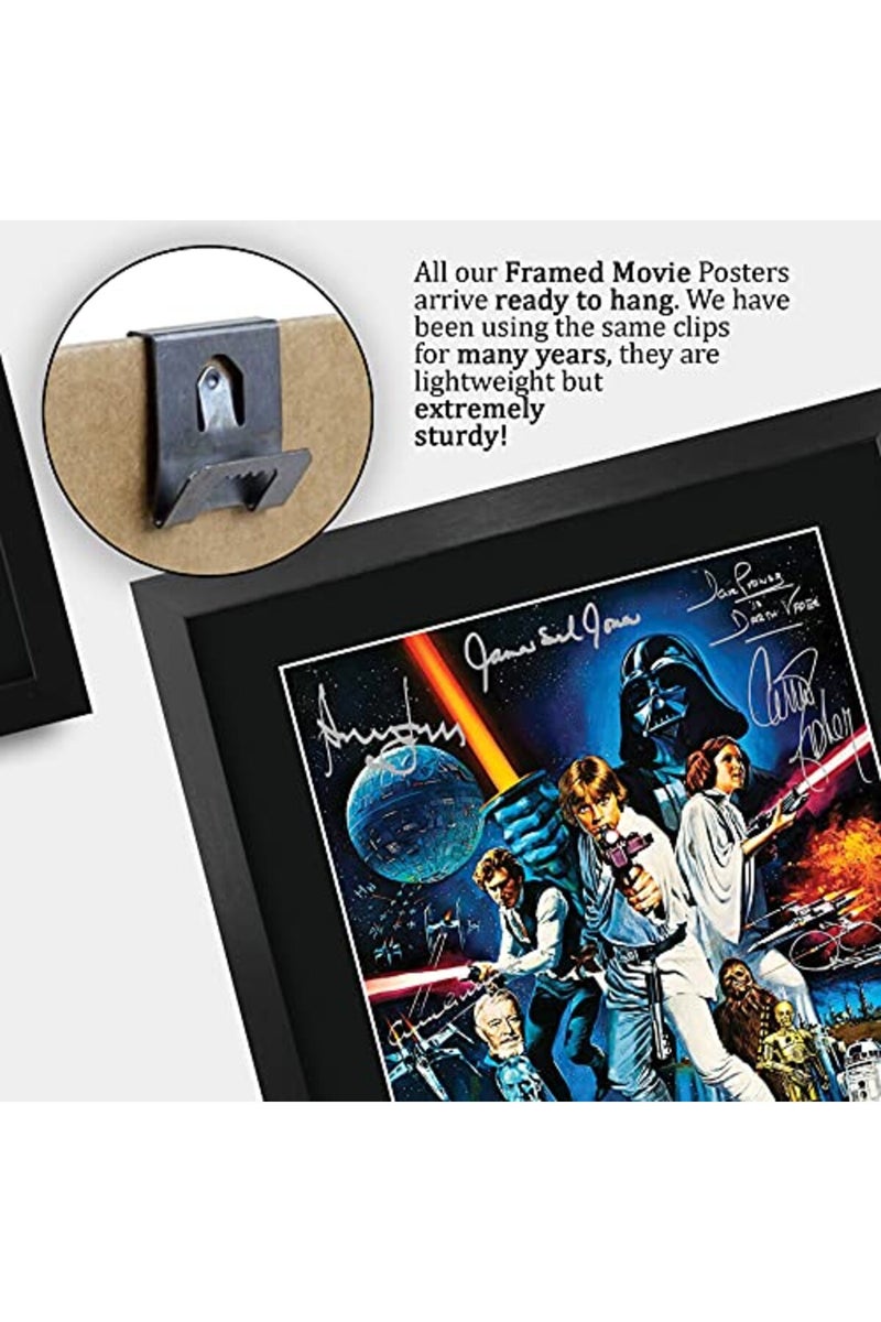 Home Trove Alayra Framed A3 FR Star Wars a New Hope Movie Poster Cast Signed Gift Printed Autograph Film Mark Hamill Harrison Ford Carrie Fisher Alec Guinness George Lucas Gifts Print Photo Picture Display - Image 5