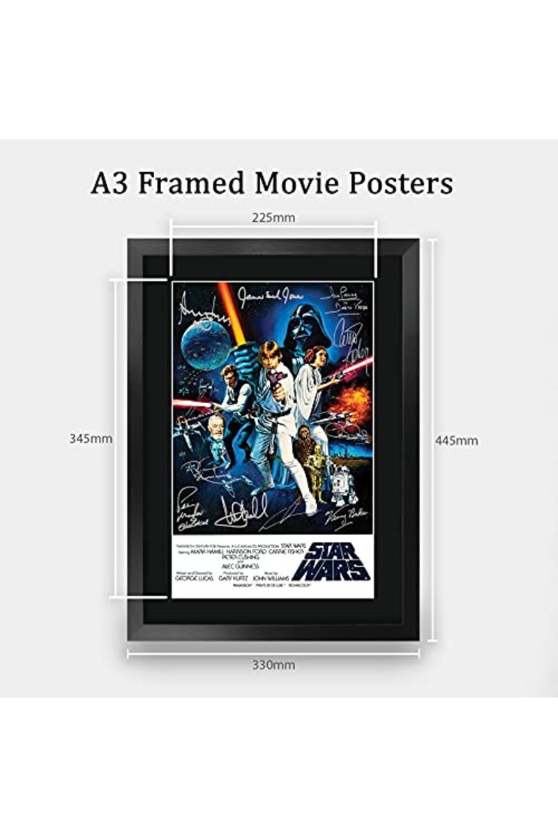 Home Trove Alayra Framed A3 FR Star Wars a New Hope Movie Poster Cast Signed Gift Printed Autograph Film Mark Hamill Harrison Ford Carrie Fisher Alec Guinness George Lucas Gifts Print Photo Picture Display - Image 3