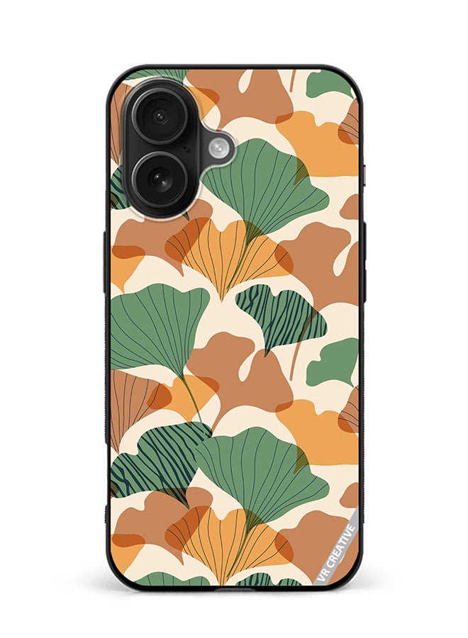 VR CREATIVE Protective Case Cover For Apple iPhone 16 Autumn Gingko Leaves Silhouettes Design Multicolour