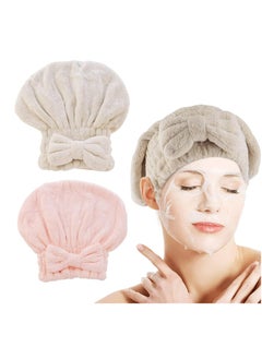 Oasisgalore 2 Pcs Microfiber Hair Drying Caps, Super Absorbent Towel Wraps for Fast Drying, Soft Turban Towels  - Image 1