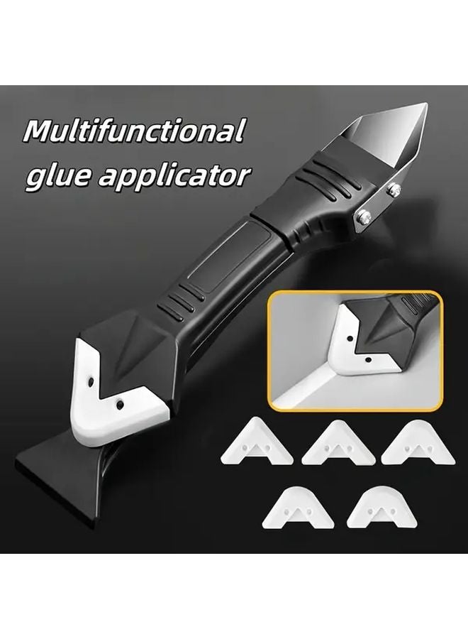 3 In 1 Silicone Sealer With 5 Scraping Heads Black Ergonomic Handle Stainless Steel Tip - Image 5