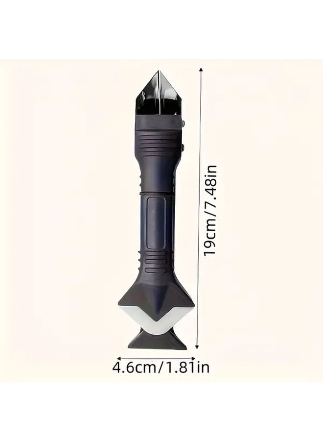 3 In 1 Silicone Sealer With 5 Scraping Heads Black Ergonomic Handle Stainless Steel Tip - Image 4