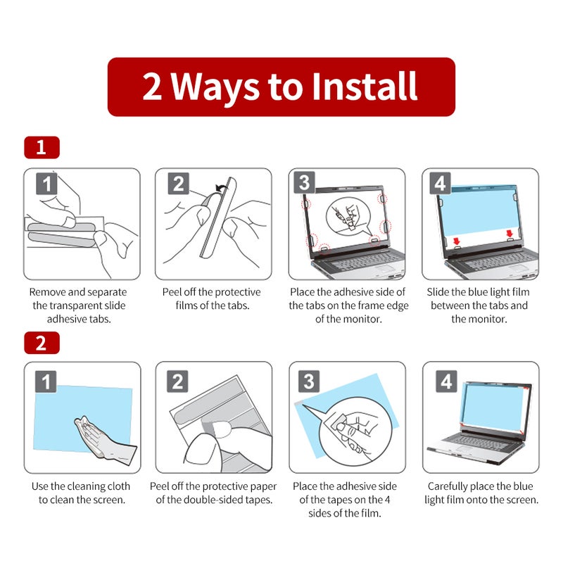 Blue Light Blocking Screen Protector 2 Sides Optional Installation Anti Glare Film for 23.8'' Monitor with 16:9 Aspect Ratio - Image 4