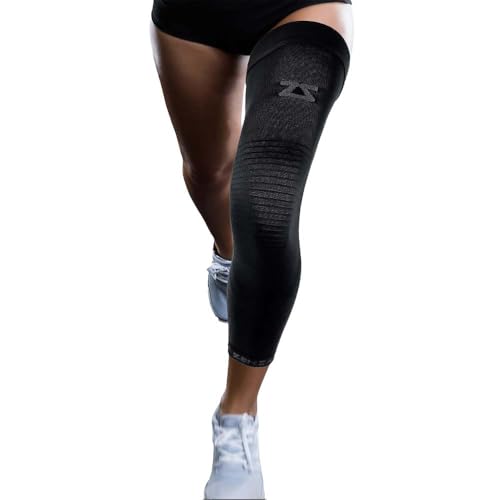 Zensah Full Leg Compression Sleeve - Long Full Length Support for Thigh, Knee, Calf for Men, Women, Running, Basketball, Football (Large, Black) - Image 1