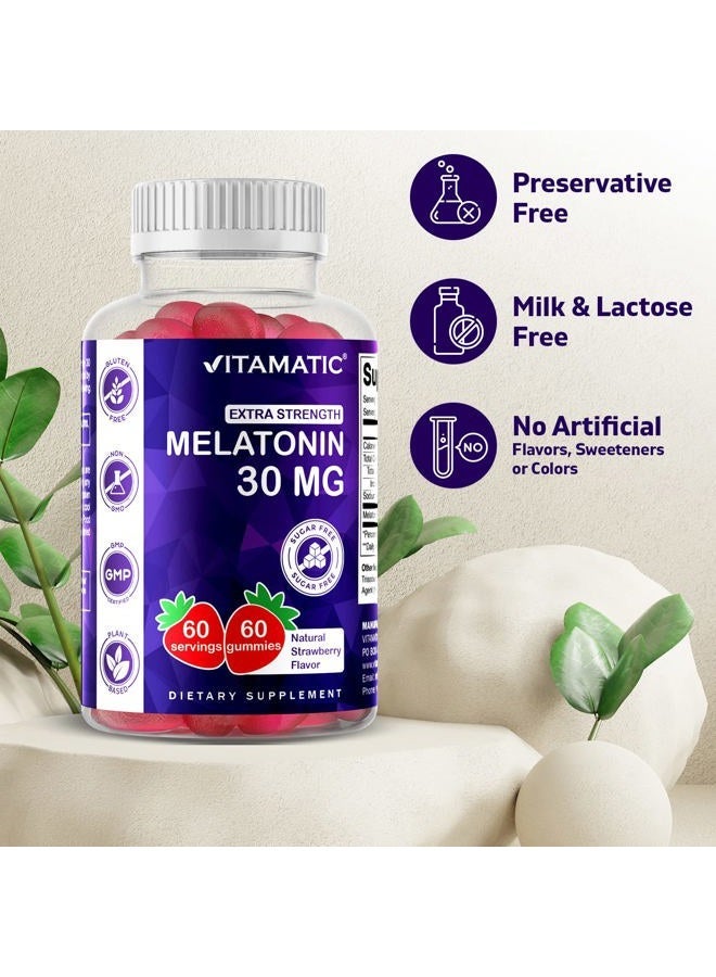 Vitamatic Sugar Free Melatonin 30mg per Gummy - 60 Servings - 60 Vegetarian Gummies - Non-Habit Forming Supplement (60 Count (Pack of 1)) - Image 4