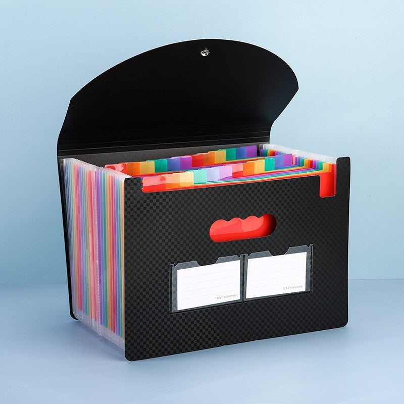 New Black Plaid Organ Bag Large Capacity Pp Lanyard Three-Sided Seal Organ Type Multi-Layer Folder - Image 3