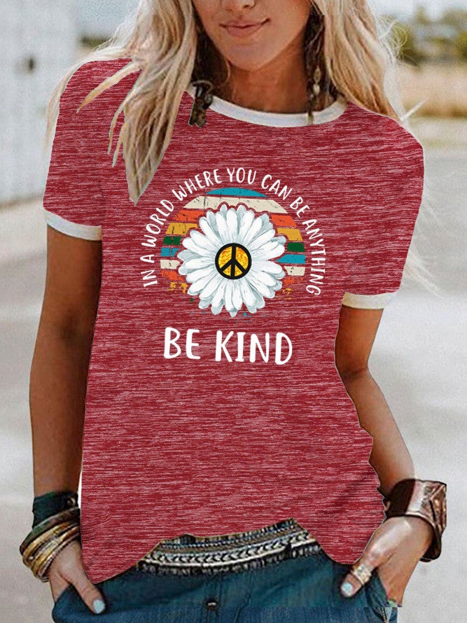 wish Daisy kind pattern printed short sleeve t-shirt for women - Image 1