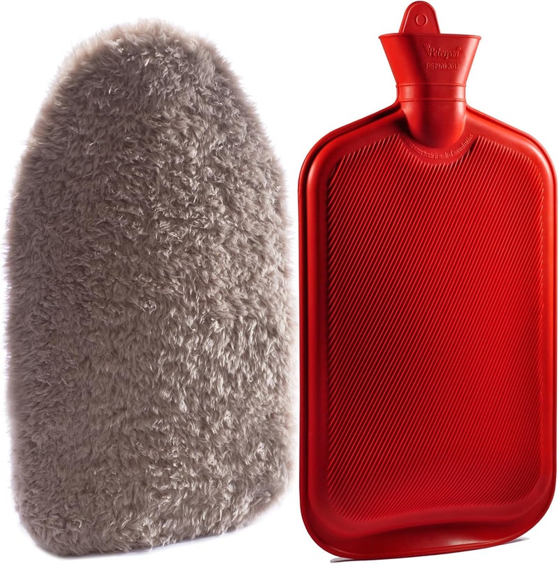Peterpan Peterpan Teddy Hot Water Bottle with Lanyard, Size: XXX-Large, Hot Water Bag for Pain Relief, BPA & Phthalates Free,100 Fl Oz Capacity, Taupe 