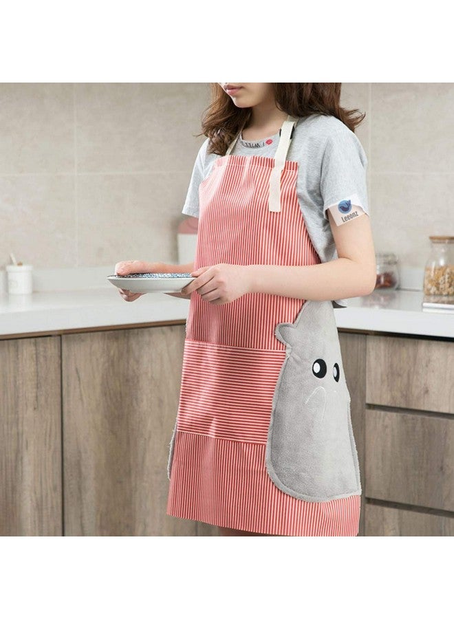 Leeonz Cooking Apron | Adjustable Waterproof Chef Apron with Pocket and 2 Side Coral Velvet Towels for Hands Wiping Quilt for Home Kitchen, Grill, Restaurant (Red, Pack of 1) - Image 1
