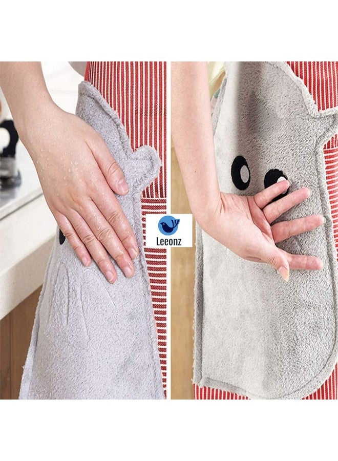 Leeonz Cooking Apron | Adjustable Waterproof Chef Apron with Pocket and 2 Side Coral Velvet Towels for Hands Wiping Quilt for Home Kitchen, Grill, Restaurant (Red, Pack of 1) - Image 5