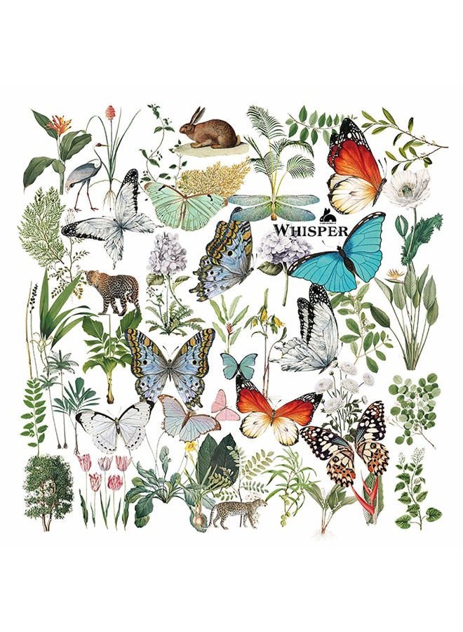 Doraking 56PCS Middle Size Plants Scrapbook Stickers - DIY Decoration Transparent Sulfuric Paper Plants Stickers for Scrapbook Decoration Without Repeat - Image 1