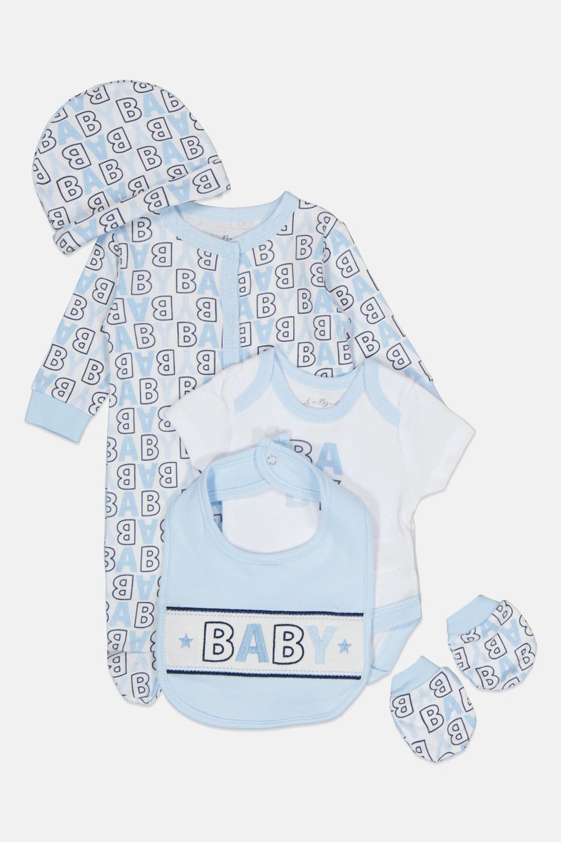 Rock-A-Bye Baby Boutique Toddlers Boy 5 Pieces Graphic Print Bodysuit Set, Multicolor  - Image 4