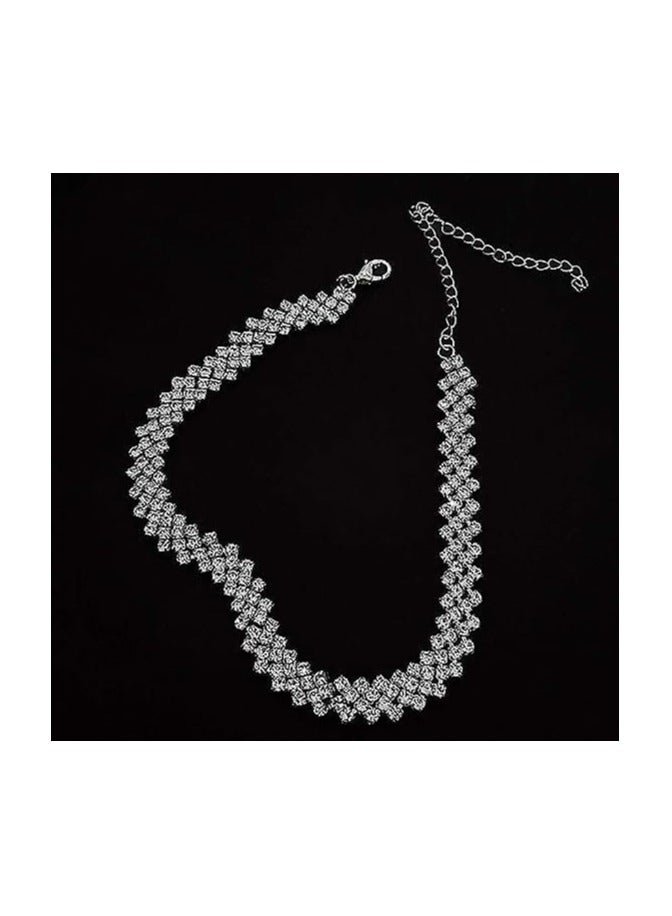 KHAJUL Minimalist Silver Rhinestone Choker Necklace, Crystal Party Accessory for Women, Elegant Sparkly Prom Jewelry (Silver) - Image 2