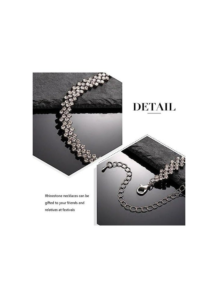KHAJUL Minimalist Silver Rhinestone Choker Necklace, Crystal Party Accessory for Women, Elegant Sparkly Prom Jewelry (Silver) - Image 3