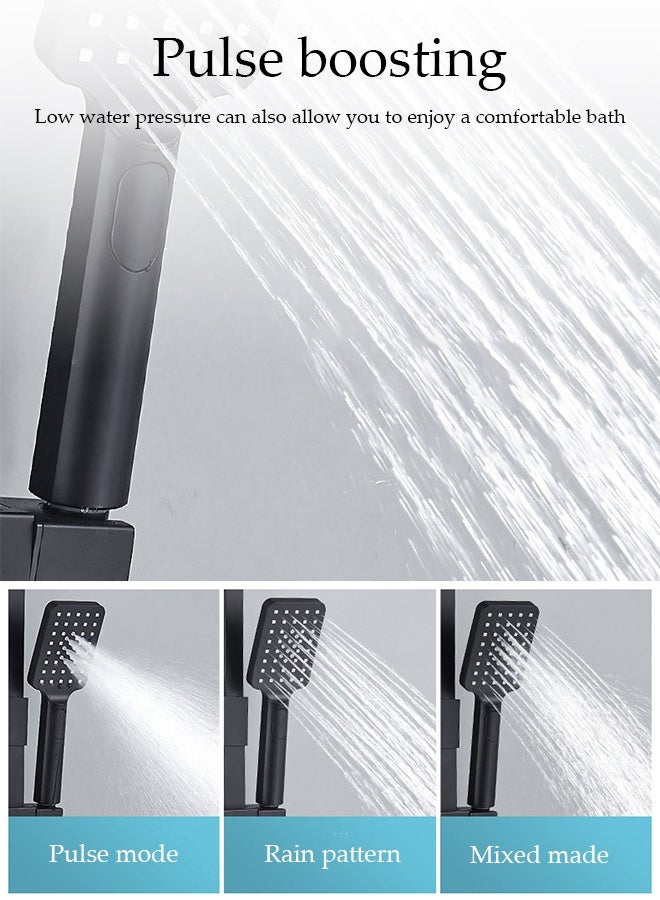 DUNISO Pressurization Shower System Wall Mount Shower Mixer Set 4 in 1 Shower Head Set with Storage Shelf Multi-functional Shower Faucet Combo Height-adjustable Top Spray Shower 3-Function Handheld Shower Waterfall Bath Shower System Mixer Set - Image 4