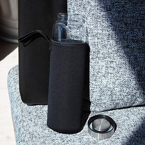 sunkey Glass Water Bottle 32 oz High Borosilicate with Neoprene Sleeve Leak Proof Lid Reusable Eco Friendly Bpa Free - Image 2