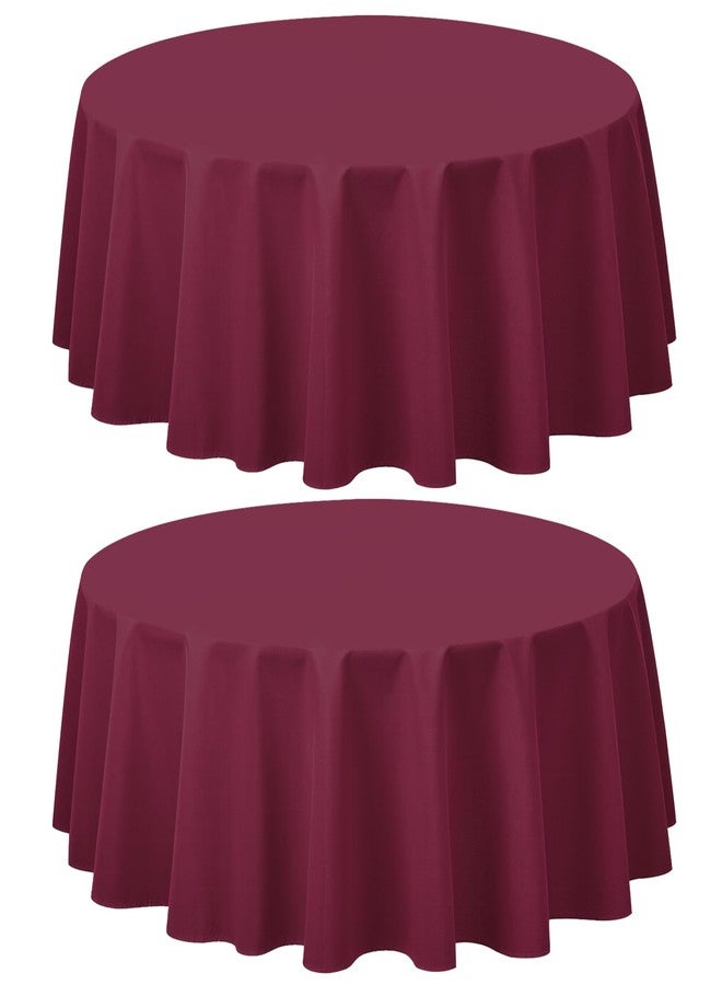 CXPSINC 2 Pack Premium Disposable Plastic Tablecloth 84" Round Table Cover for Birthdays Weddings Christmas Anniversary (Burgundy) - Image 1