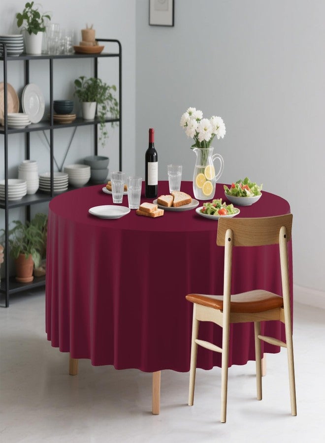 CXPSINC 2 Pack Premium Disposable Plastic Tablecloth 84" Round Table Cover for Birthdays Weddings Christmas Anniversary (Burgundy) - Image 5