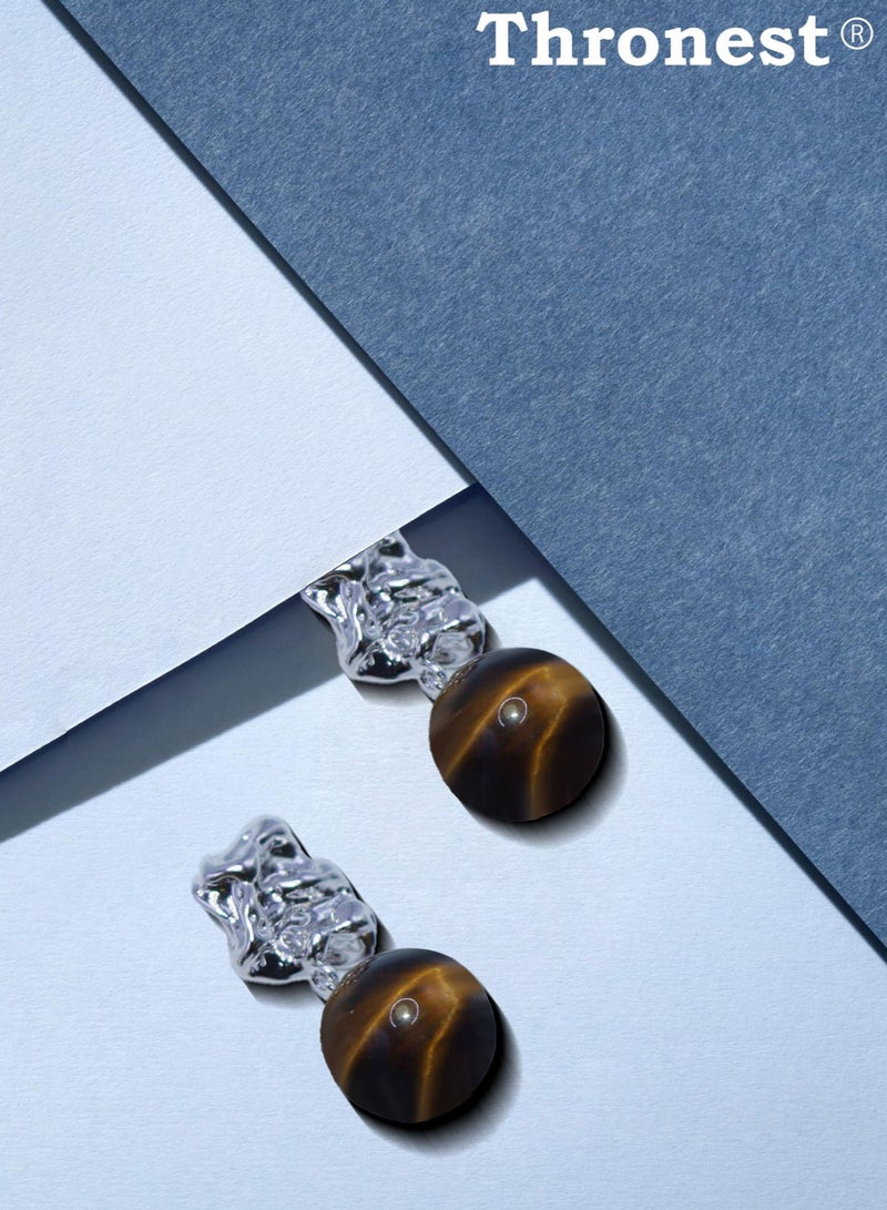 عرش أقراط متدلية من الفضة الإسترليني عيار 925 مع أحجار عين النمر ， أقراط متدلية فاخرة للارتداء اليومي ， هدايا الزفاف ， هدايا الحفلات - Image 2